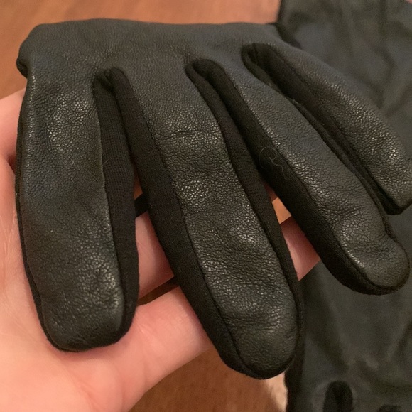 Long black leather gloves - large - XL - Picture 5 of 6